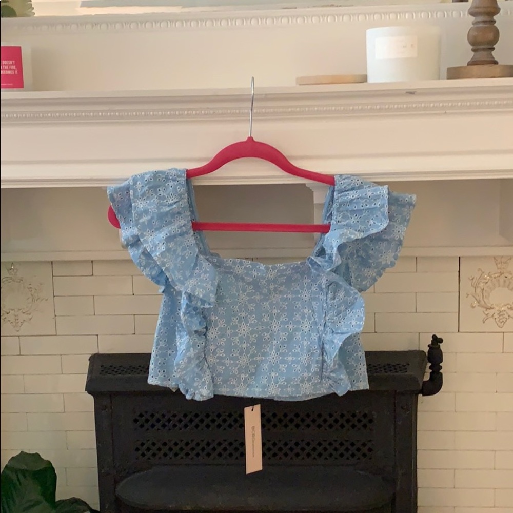 Blue ruffle top